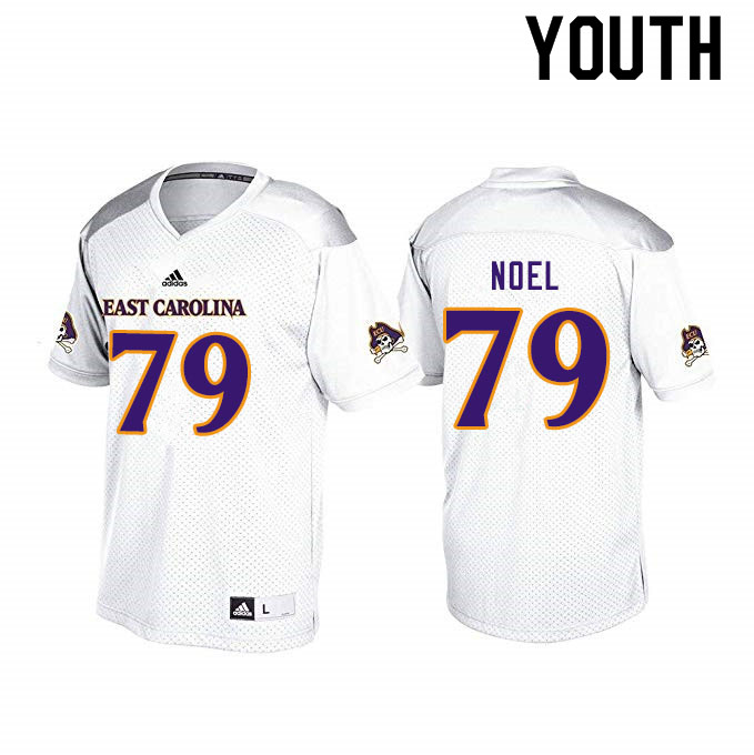 Youth #79 Donovan Noel ECU Pirates College Football Jerseys Sale-White - Click Image to Close